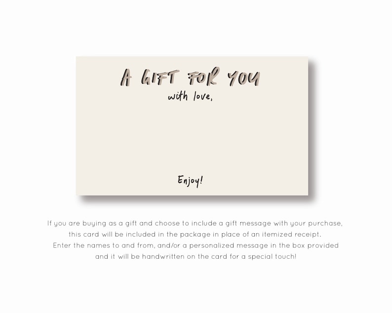 A GIFT FOR YOU, with love.. enjoy! Personalized gift card included with purchase when selected as a gift.
