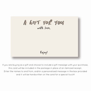 A GIFT FOR YOU, with love.. enjoy! Personalized gift card included with purchase when selected as a gift.