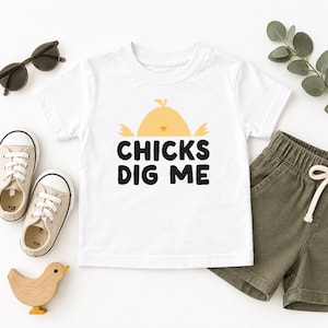 Chicks Dig Me Toddler Shirt, Boys Easter Shirt, Spring Boy Clothes, Easter Gift for Kids
