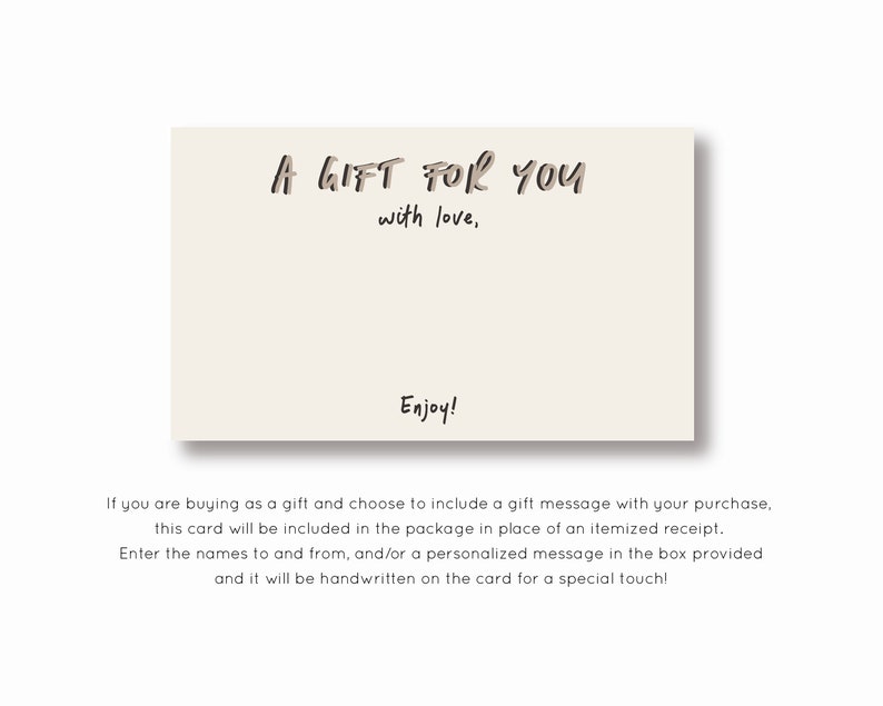 A GIFT FOR YOU, with love.. enjoy! Personalized gift card included with purchase when selected as a gift.