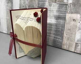 Book folding pattern, paper heart, 300 pages