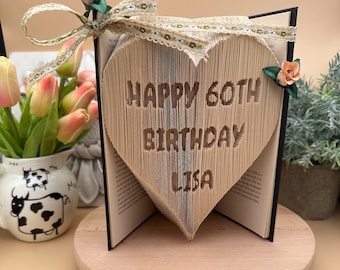 Special birthday love, choose any name, personalised age, combination cut & fold, birthday card alternative, folded book pattern