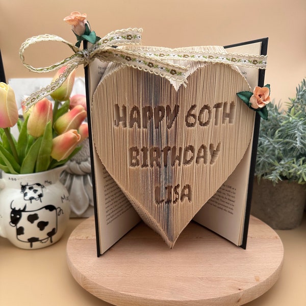 Special birthday love, choose any name, personalised age, combination cut & fold, birthday card alternative, book pattern, make at home