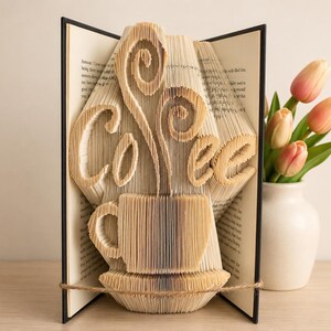 Book folding pattern, coffee cup, digital download, 500 page pattern, combination cut and fold