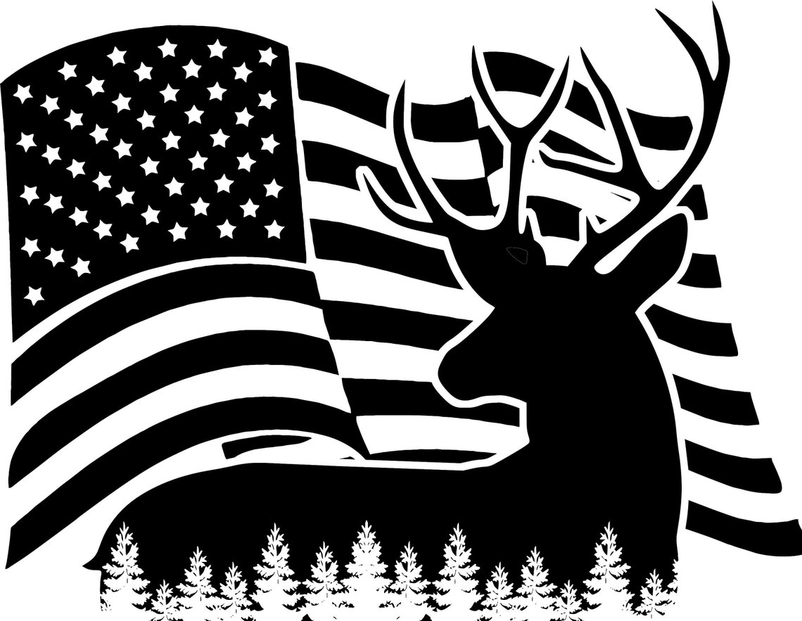 Buck Deer Forest American Flag Waving decal-Gift for | Etsy