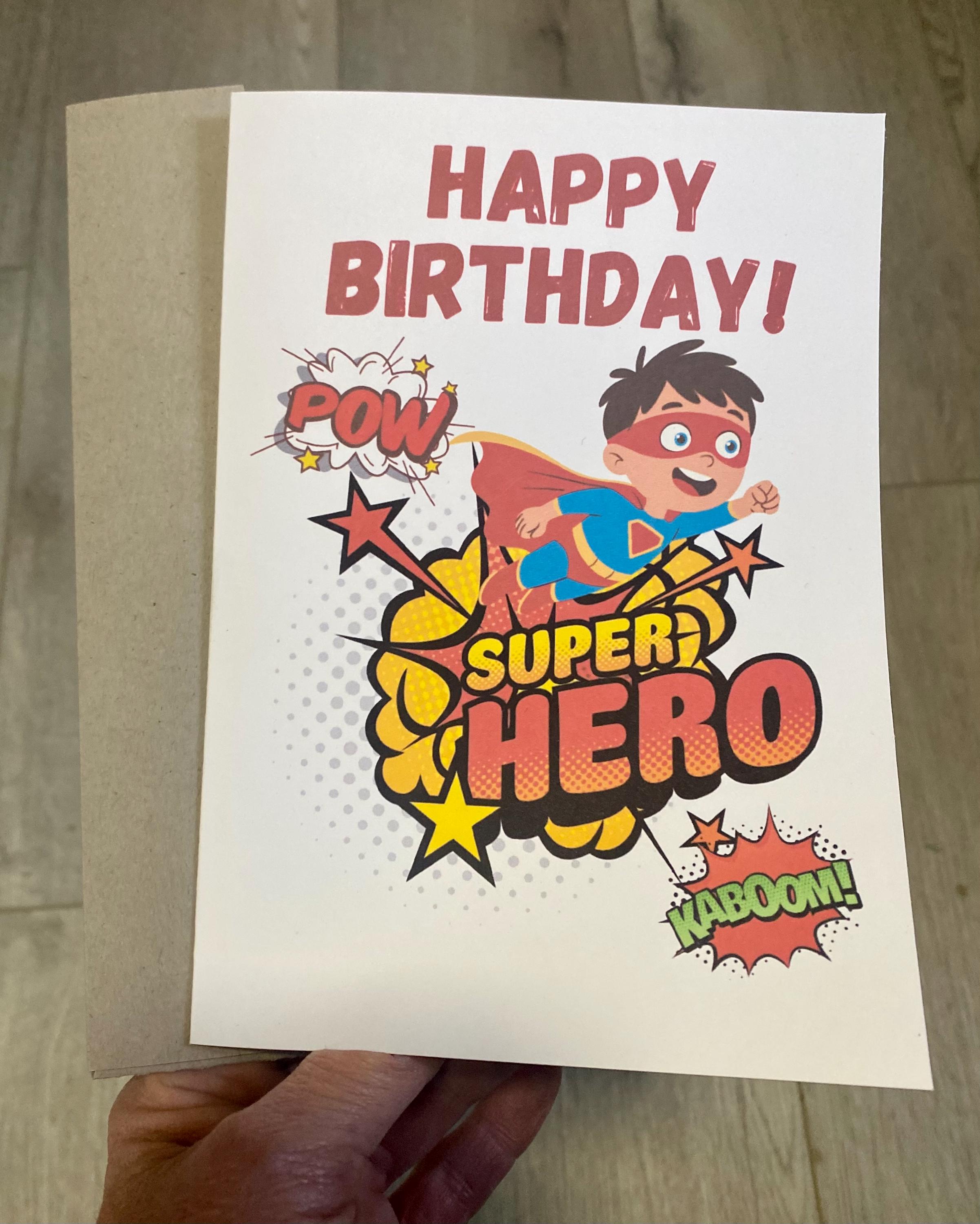 Superhero Birthday Card, Comic Style Superhero Note for Kids or Adults ...
