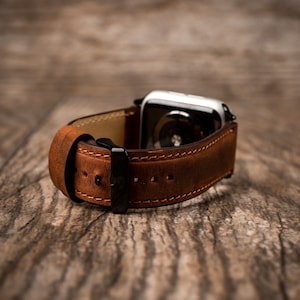 Leather Apple Watch Band, Fathers day gift, Gift for dad, 38mm 40mm 42mm 44mm, handmade watch strap, iWatch band, Free Message Engraving image 10