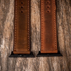 Leather Apple Watch Band, Fathers day gift, Gift for dad, 38mm 40mm 42mm 44mm, handmade watch strap, iWatch band, Free Message Engraving image 7