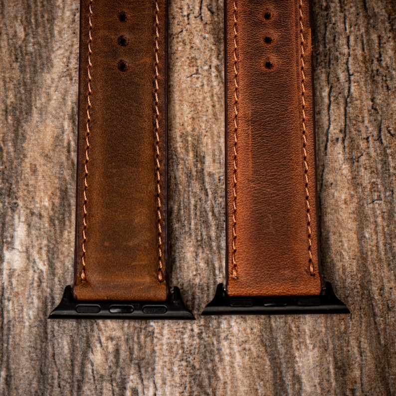 Leather Apple Watch Band, Fathers day gift, Gift for dad, 38mm 40mm 42mm 44mm, handmade watch strap, iWatch band, Free Message Engraving image 7