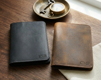 Personalized Leather Passport Cover, Custom Passport Holder, Travel Gift for Her Him, Honeymoon Gift, Wedding Gift, Couple Travel Gift