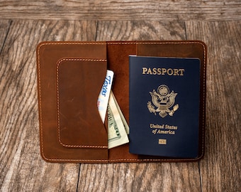 Passport Wallet, PERSONALIZED Leather Passport Wallet, Leather Travel Wallet, Travel Document, Distressed Leather