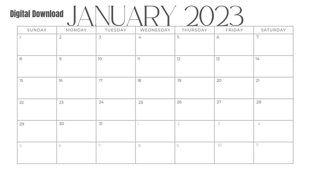 2023 Monthly Calendar Etsy