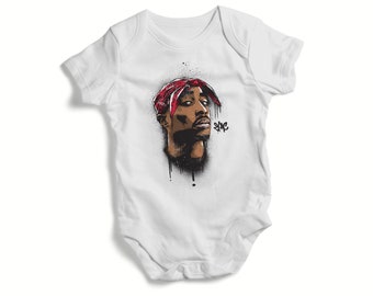 Tupac Toddler Tee Rap Baby Bodysuit Tshirt Bandana Pullover Bib Baby Shower Gif