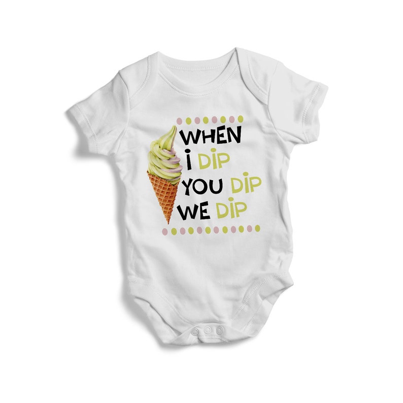summer shirt funny baby shirt baby bodysuit tshirt bandana bib baby shower gift Superhero When I Dip,You Dip,We Dip ice cream shirt