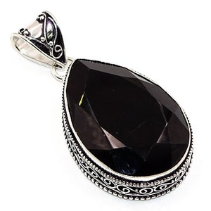 Black Spinel Gemstone 925 Silver Pendant 2.1 Black Spinel Handmade Jewelry Pendant, Teardrop Shape, Gift For Mom/Love, Gift For Her SP51 image 5