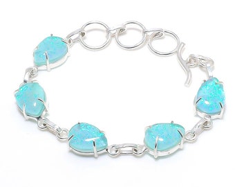 Australian Triplet Opal Gemstone 925 Pulsera de plata / Triplet Opal Pulsera hecha a mano / Party Wear Bracelet / Regalo para el amor / Regalo para ella HP46