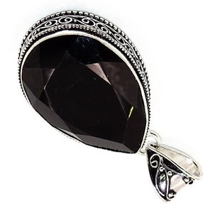 Black Spinel Gemstone 925 Silver Pendant 2.1 Black Spinel Handmade Jewelry Pendant, Teardrop Shape, Gift For Mom/Love, Gift For Her SP51 image 3