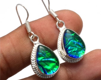 Australian Triplet Opal Gemstone 925 Silver Jewelry Orecchini / Green Triplet Opal Handmade Earring / Gift For Love / Mom Gift per Her SY43