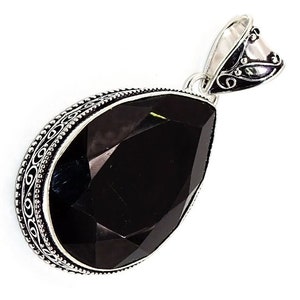 Black Spinel Gemstone 925 Silver Pendant 2.1 Black Spinel Handmade Jewelry Pendant, Teardrop Shape, Gift For Mom/Love, Gift For Her SP51 image 2