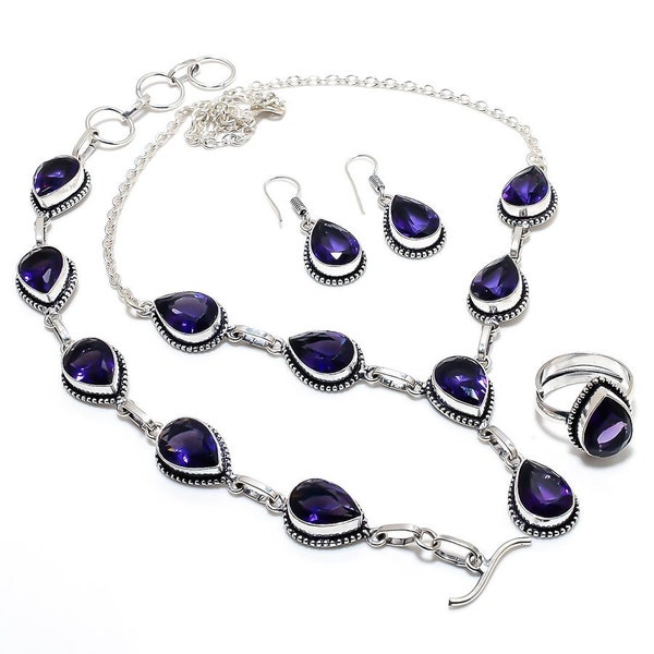 silver jewelry sets Star crystal necklace + earrings + bracelet african jewelry set ruby jewelry 27