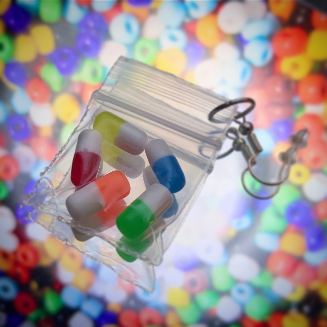 PILL BAG EARRINGS rainbow capsule drug dangle earrings Etsy