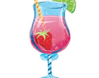 36" Tropical Cocktail Drink Balloon| 38'' Flamingo Balloon| Tropical Party Balloon| Birthday| Bridal Shower| Baby Shower Balloon