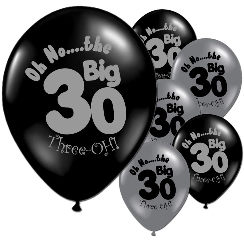 Black Oh No The Big 30 Latex Balloons 30th Birthday Party Etsy