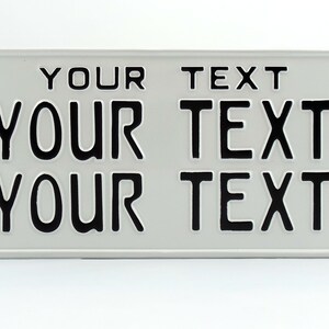 US USA License Plate Customizable Number Plate Embossed Custom Personalized Alu Made in Germany Express Shipping Text in three lines