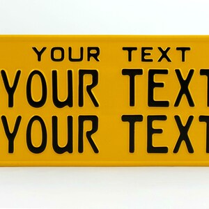 US USA License Plate Customizable Number Plate Embossed Custom Personalized Alu Made in Germany Express Shipping Text in three lines