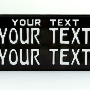 US USA License Plate Customizable Number Plate Embossed Custom Personalized Alu Made in Germany Express Shipping Text in three lines