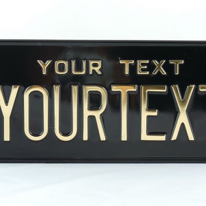 US USA License Plate Customizable Number Plate Embossed Custom Personalized Alu Made in Germany Express Shipping Text in two lines