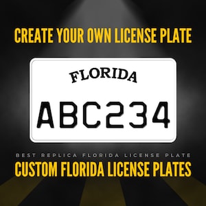 Custom Florida Motorcycle License Plate / White Florida Motorcycle License Plate / Florida Motorcycle License Plate with YOUR TEXT / Motor
