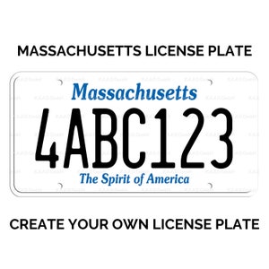 Custom Massachusetts License Plate / Replica Massachusetts License Plate / Massachusetts License Plate with YOUR TEXT / US Massachusetts