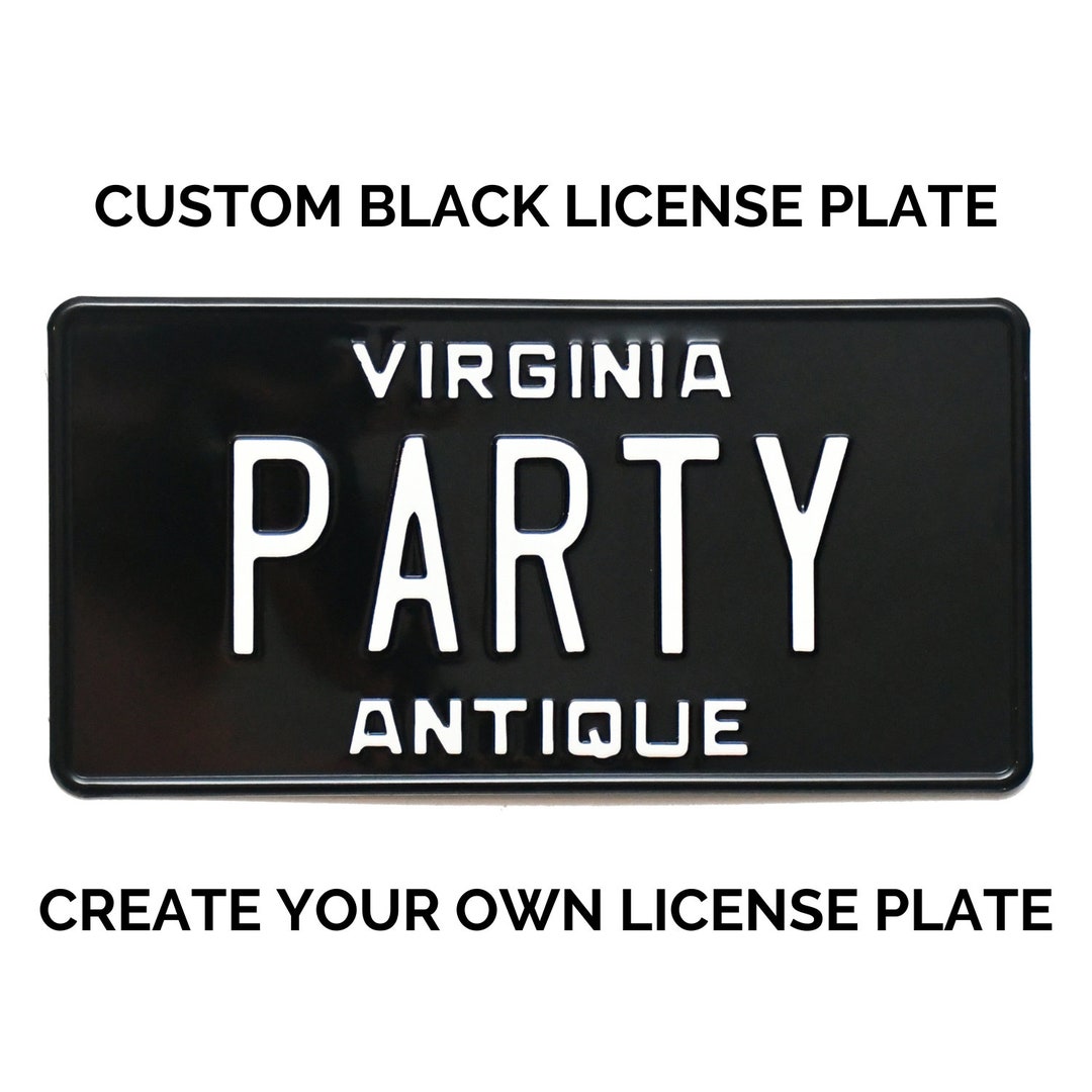 Custom Black License Plate With YOUR TEXT in Three Lines / Black License Plate / Custom Black