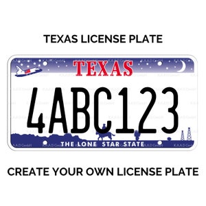 Custom Texas License Plate / Replica Texas License Plate / Texas License Plate with YOUR TEXT / US Texas State License Plate