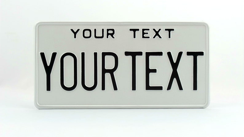 US USA License Plate Customizable Number Plate Embossed Custom Personalized Alu Made in Germany Express Shipping Text in two lines
