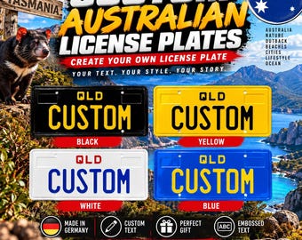 Queensland QLD License Plate – Custom Embossed Aluminum Number Plate, 305 × 155 mm, 4 Colors