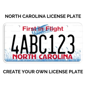 Custom North Carolina License Plate / Replica North Carolina License Plate / North Carolina License Plate with YOUR TEXT / US North Carolina