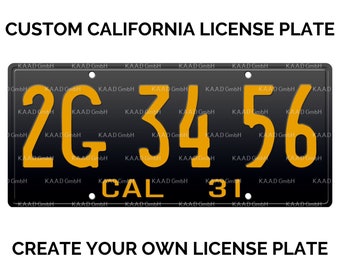 1931 California License Plate with YOUR TEXT / Replica California License Plate / Retro Vintage Custom California License Plate