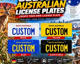 South Australia License Plate – Personalized Embossed Aluminum Number Plate, 305 × 155 mm, 4 Colors