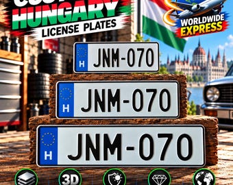 Matrícula húngara Euro (H) – placa personalizada de aluminio con caracteres en relieve, 305/400/520 mm, con o sin marco, decoración de coche