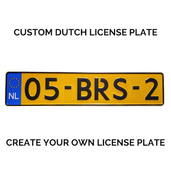 Matrícula holandesa personalizada / Matrícula de los Países Bajos / Matrícula europea de los Países Bajos NL / Réplica de la matrícula europea de los Países Bajos NL