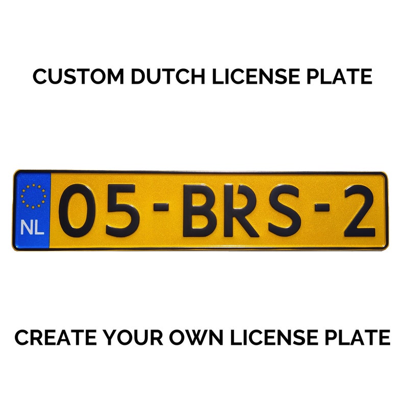 Matrícula holandesa personalizada / Matrícula de los Países Bajos / Matrícula europea de los Países Bajos NL / Réplica de la matrícula europea de los Países Bajos NL imagen 1