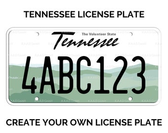 Matrícula personalizada de Tennessee / Réplica de la matrícula de Tennessee / Placa de Tennessee con SU TEXTO / Placa del estado de Tennessee de EE. UU.