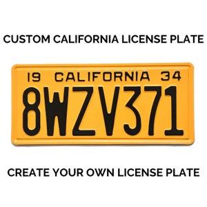 1934 California License Plate with YOUR TEXT / Replica California License Plate / Retro Vintage Custom California License Plate