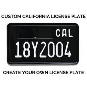 1963-1968 Vintage Retro Custom Motorcycle California License Plate with YOUR TEXT / Replica California License Plate / Boxes for Dates
