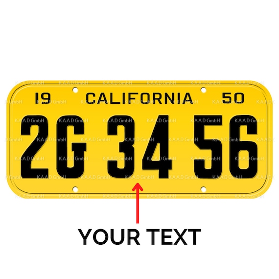 1950年カリフォルニアナンバープレート（あなたのテキスト入り