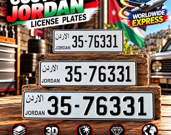 Jordan Euro Style License Plate – Personalized Embossed Aluminum Number Plate, 305/400/520 mm, With or Without Holder, Custom Car Decor