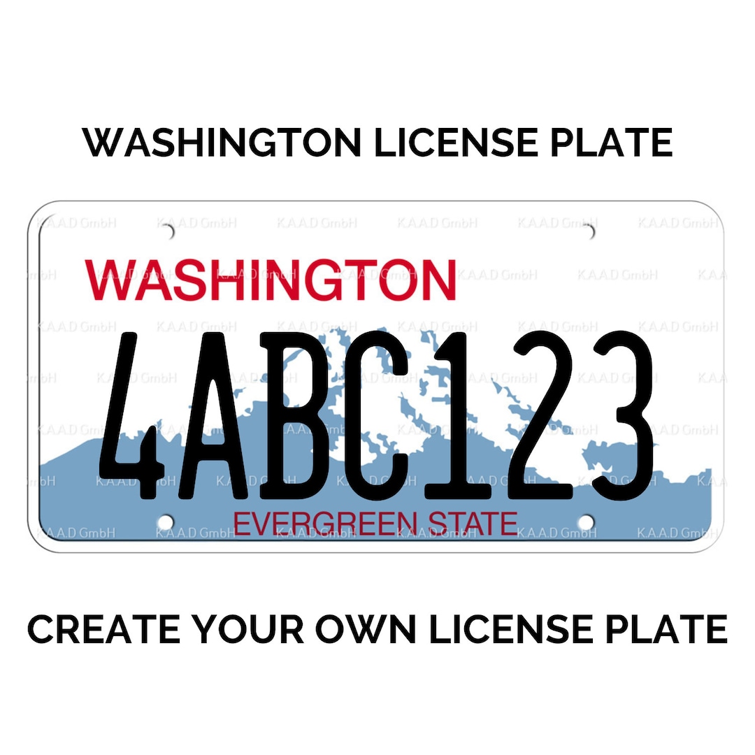 Custom Washington License Plate / Replica Washington License Plate / Washington License Plate
