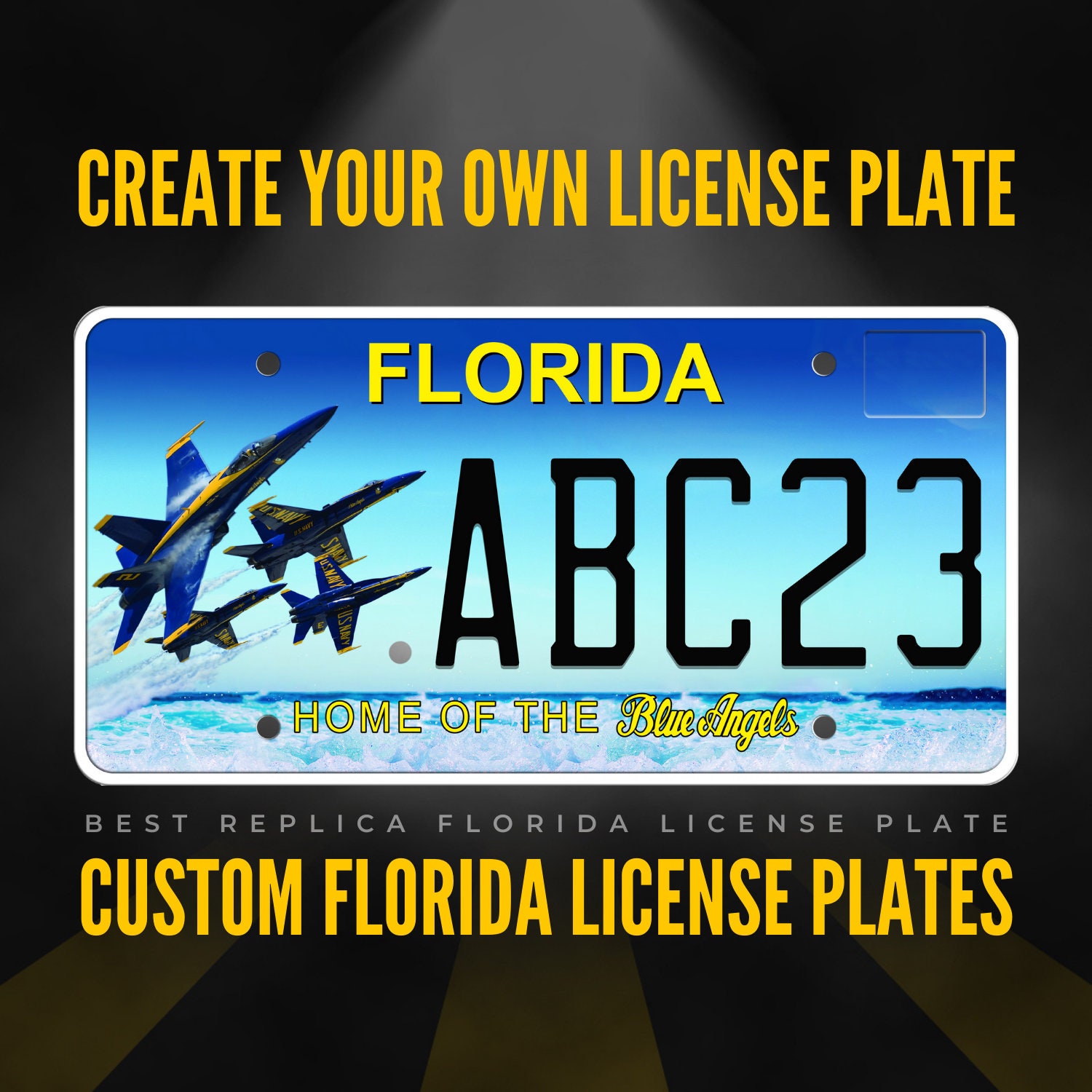 Custom Florida License Plate / Blue Angels Florida License Plate with YOUR TEXT / Personalized Florida License Plate / P145